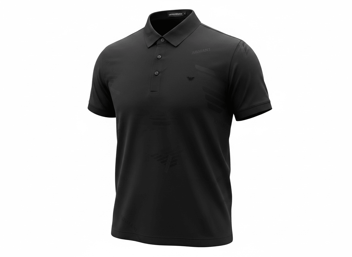 Emporio Armani Black Pattern Polo π€β¨ Tonal Monogram Edition