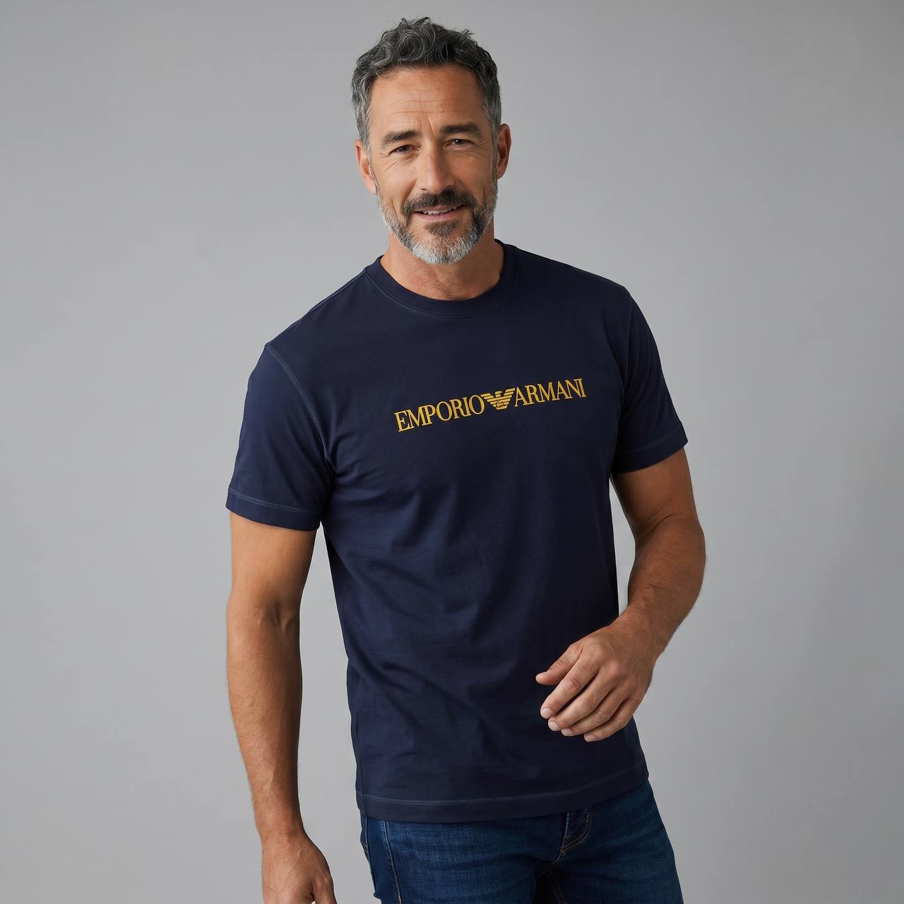 Emporio Armani Classic Logo T-Shirt β Navy Gold Edition β¨π΅