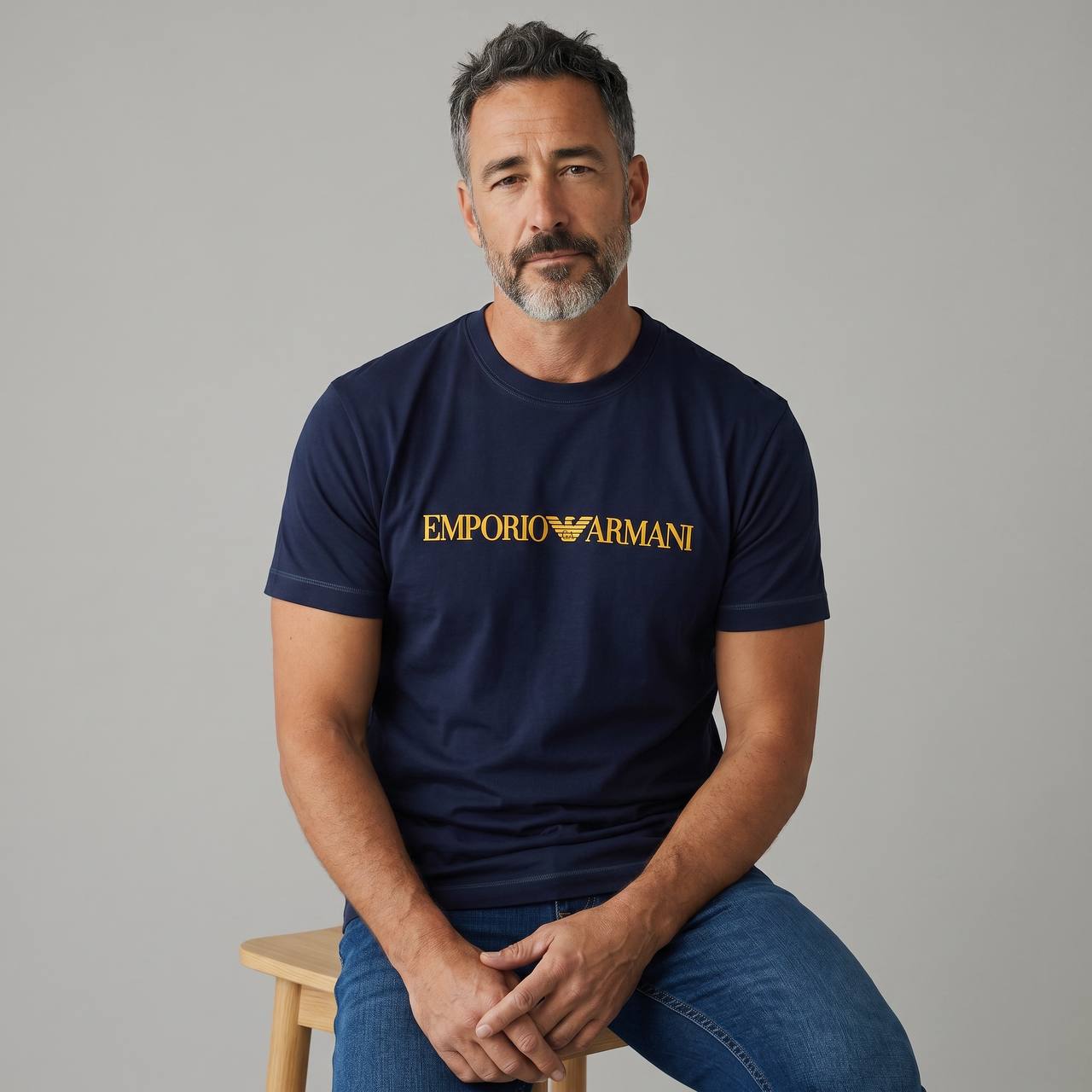Emporio Armani Classic Logo T-Shirt β Navy Gold Edition β¨π΅