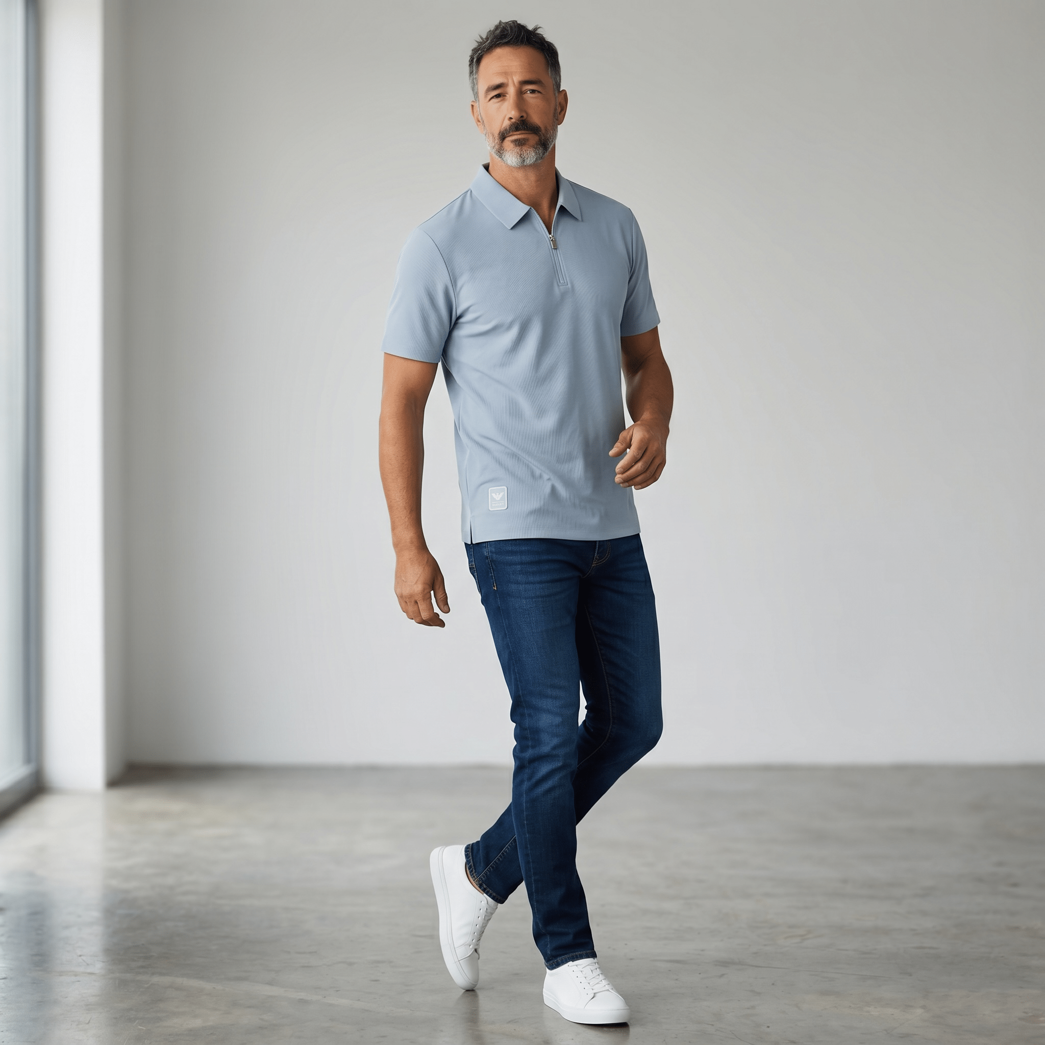 πβοΈ Emporio Armani Ice Blue Zip Polo Shirt β Luxury Modern Collection πβ¨