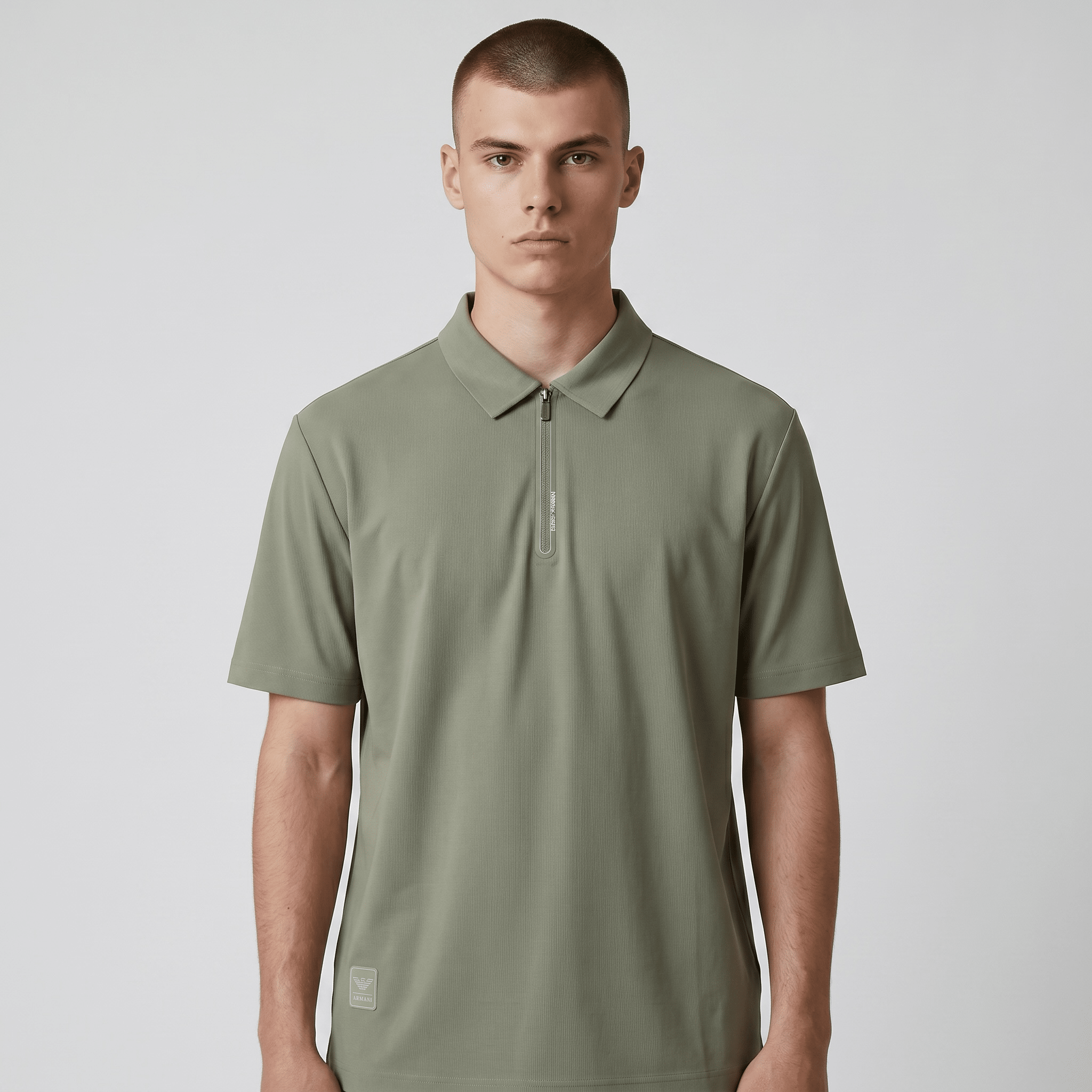 π«β¨ Emporio Armani Olive Half-Zip Polo Shirt β Luxury Minimal Edition ππ₯