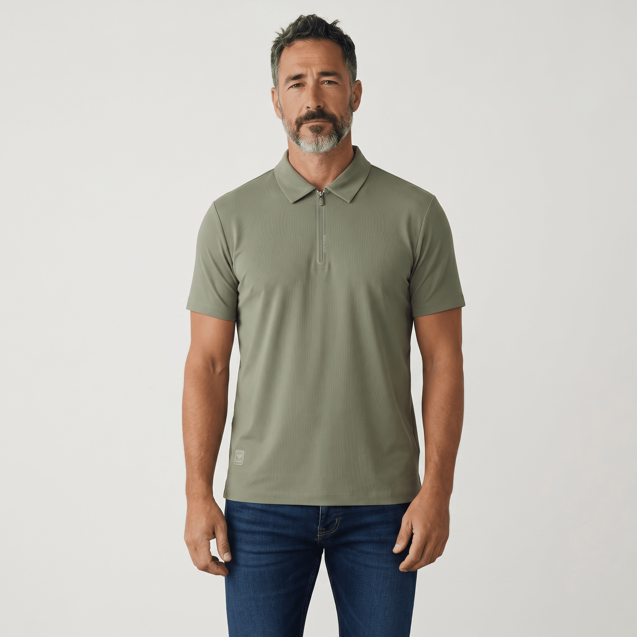 π«β¨ Emporio Armani Olive Half-Zip Polo Shirt β Luxury Minimal Edition ππ₯