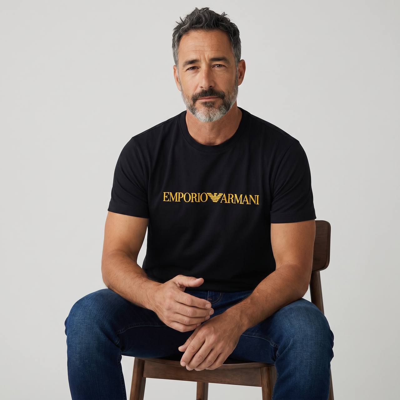 Emporio Armani Signature Logo T-Shirt β Black & Gold Luxury Edition π€β¨