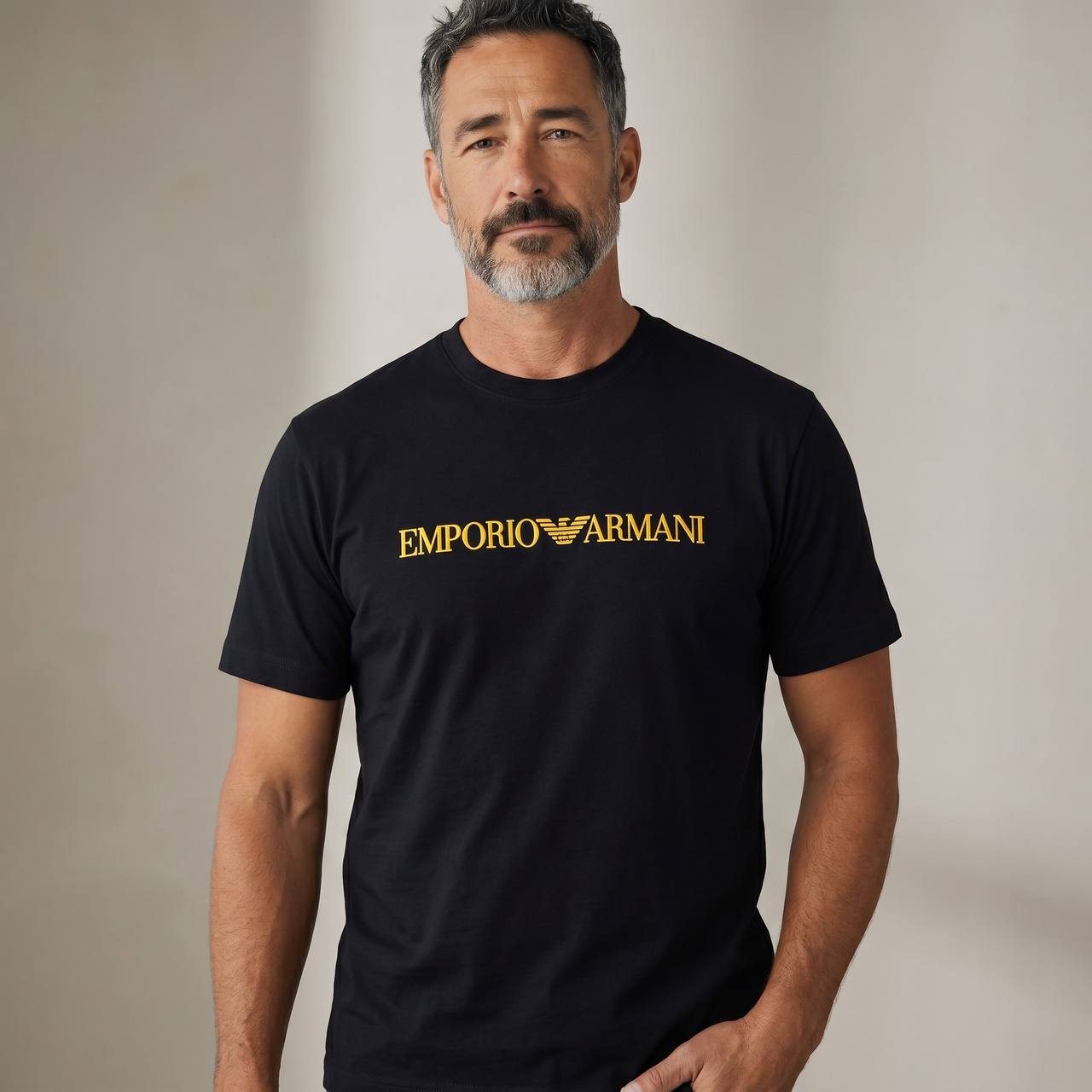 Emporio Armani Signature Logo T-Shirt β Black & Gold Luxury Edition π€β¨