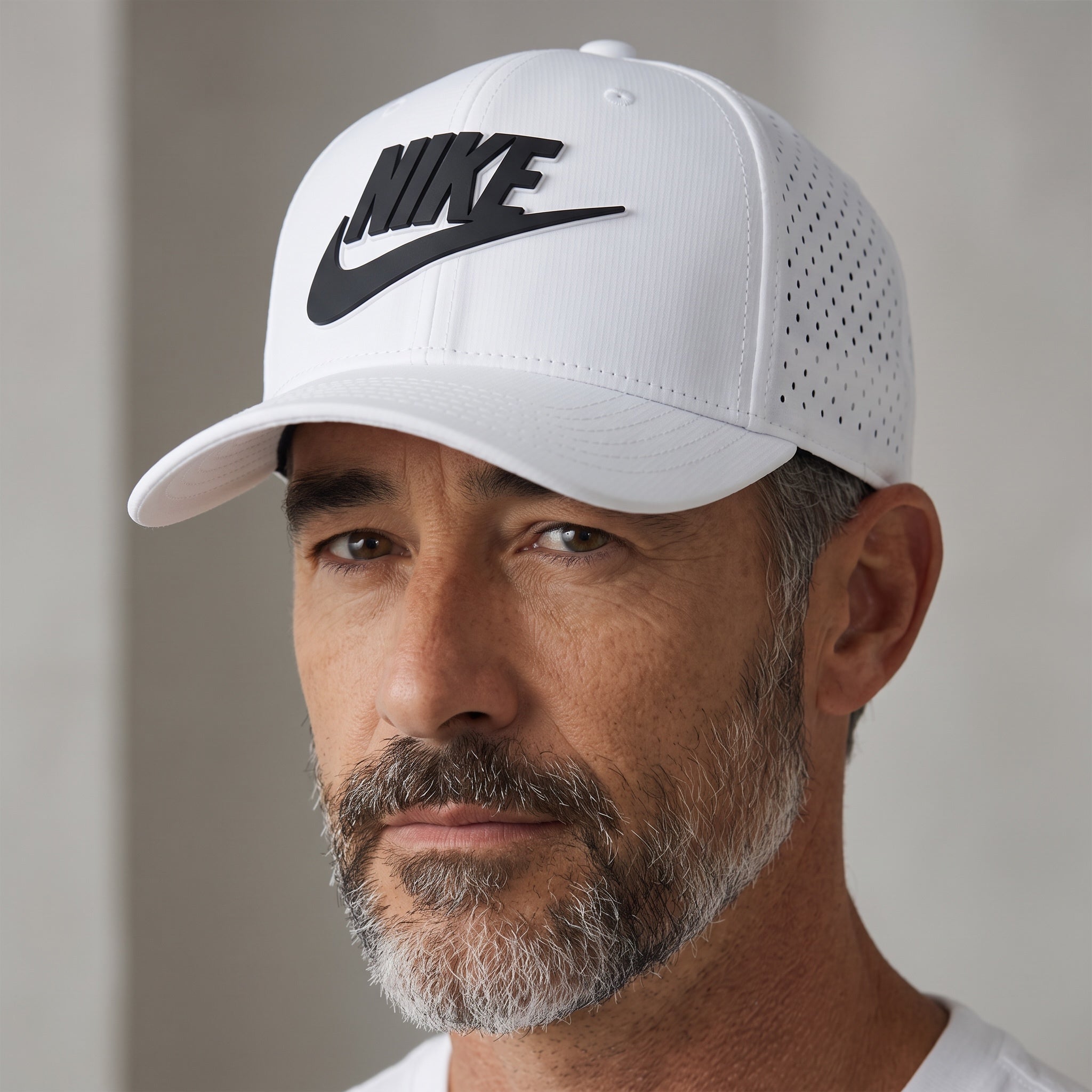 Nike Futura Logo Perforated Cap – White & Black 🧢