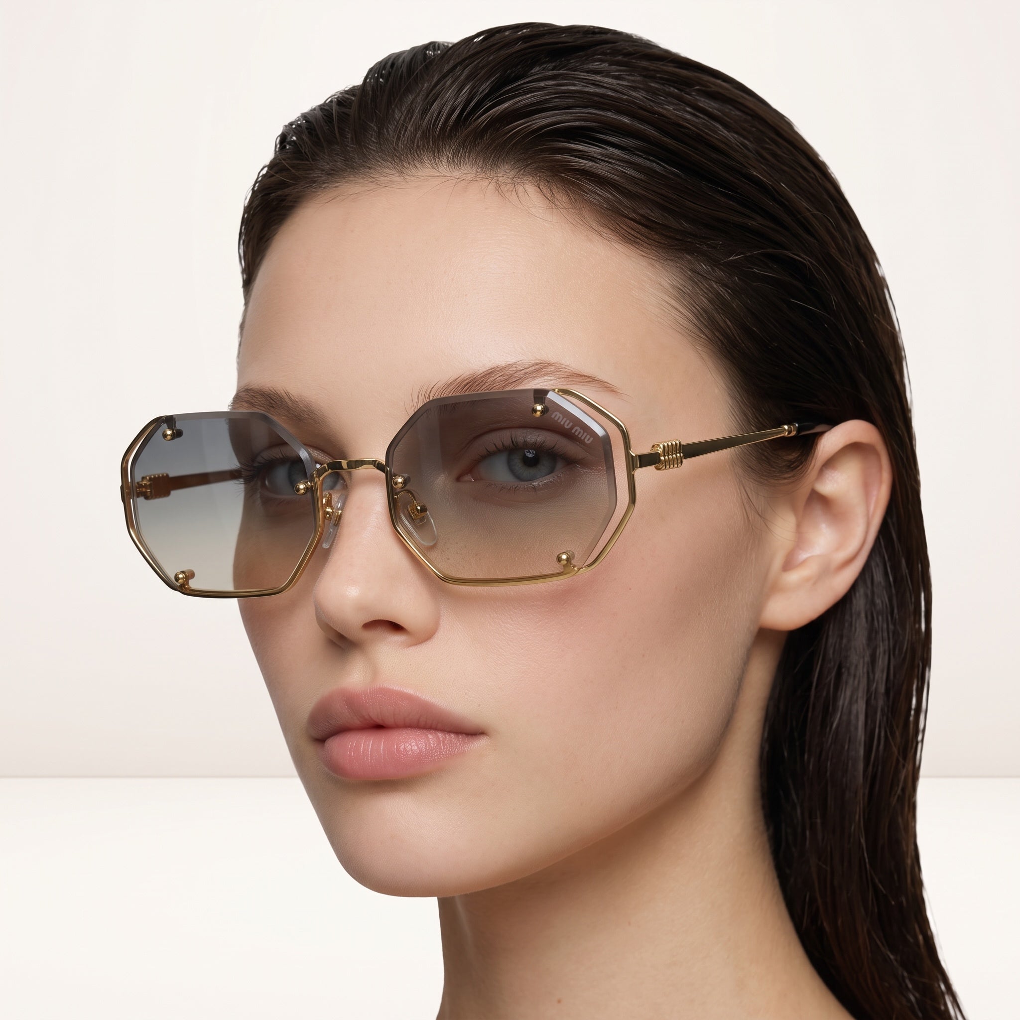 Miu Miu Sunglasses β Gold Hexagonal Frames π