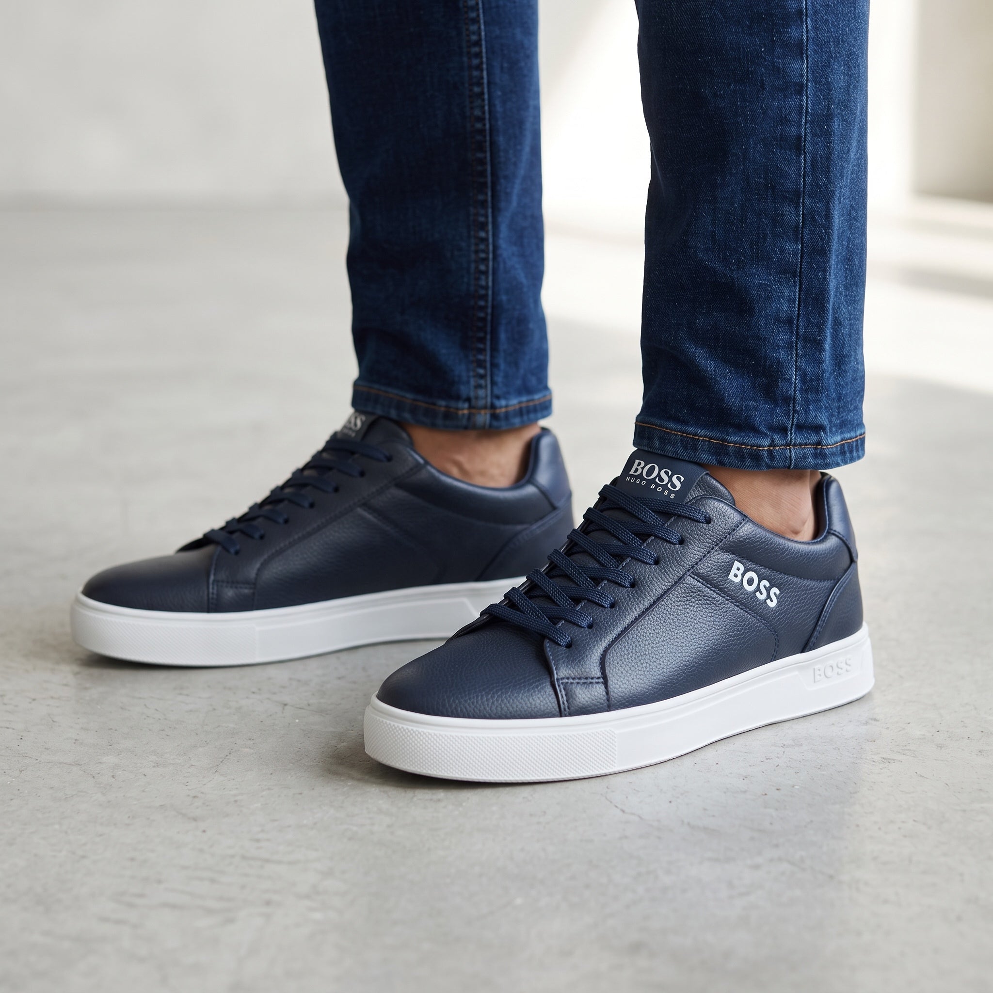 BOSS Sneakers β Navy Leather ππ΅