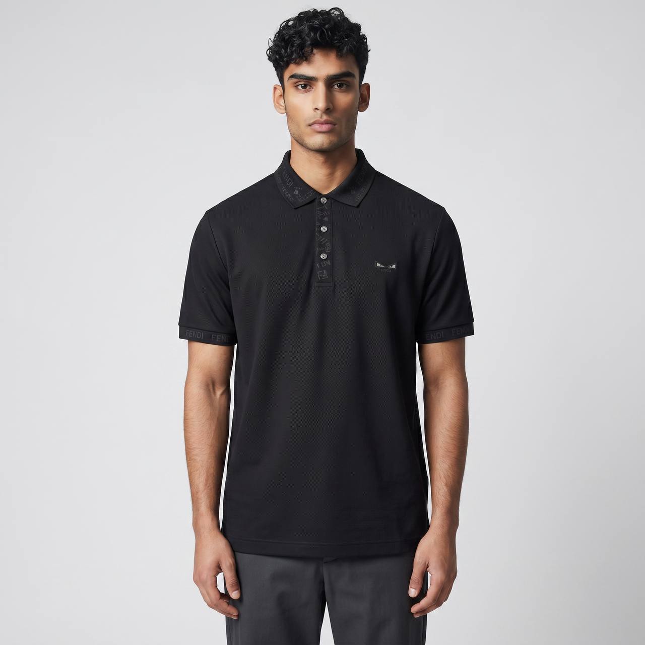 🖤 Fendi Black Polo Shirt – Sleek Minimal Luxury Essential 👕✨