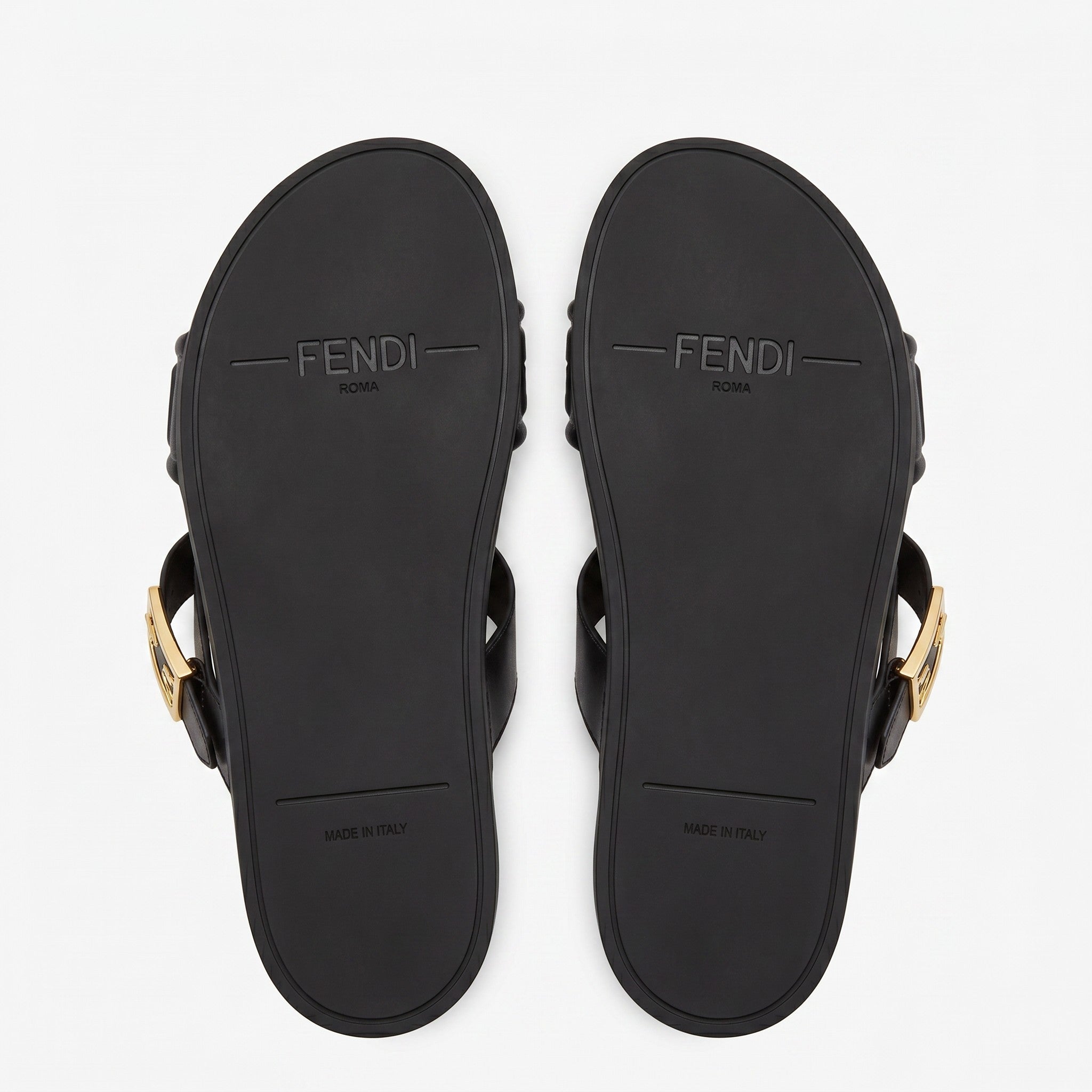 Fendi FF Embossed Double Strap Luxury Slides – Black