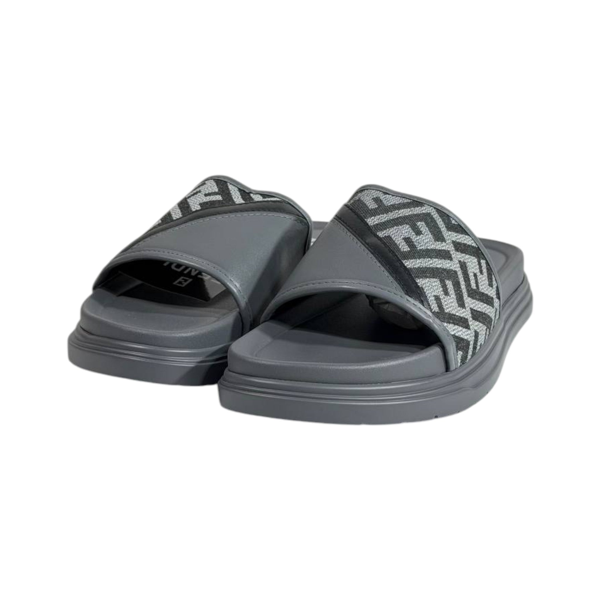 Fendi Grey Monogram Slides – Luxury Everyday Comfort Sandals 🩶👡