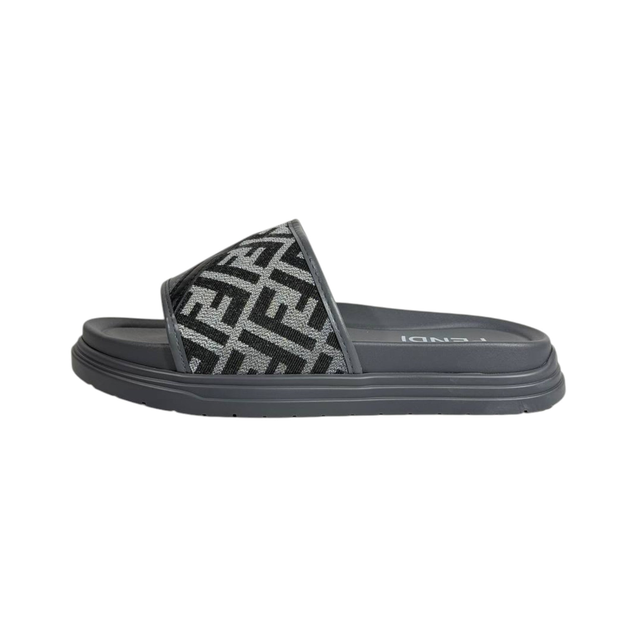 Fendi Grey Monogram Slides – Luxury Everyday Comfort Sandals 🩶👡