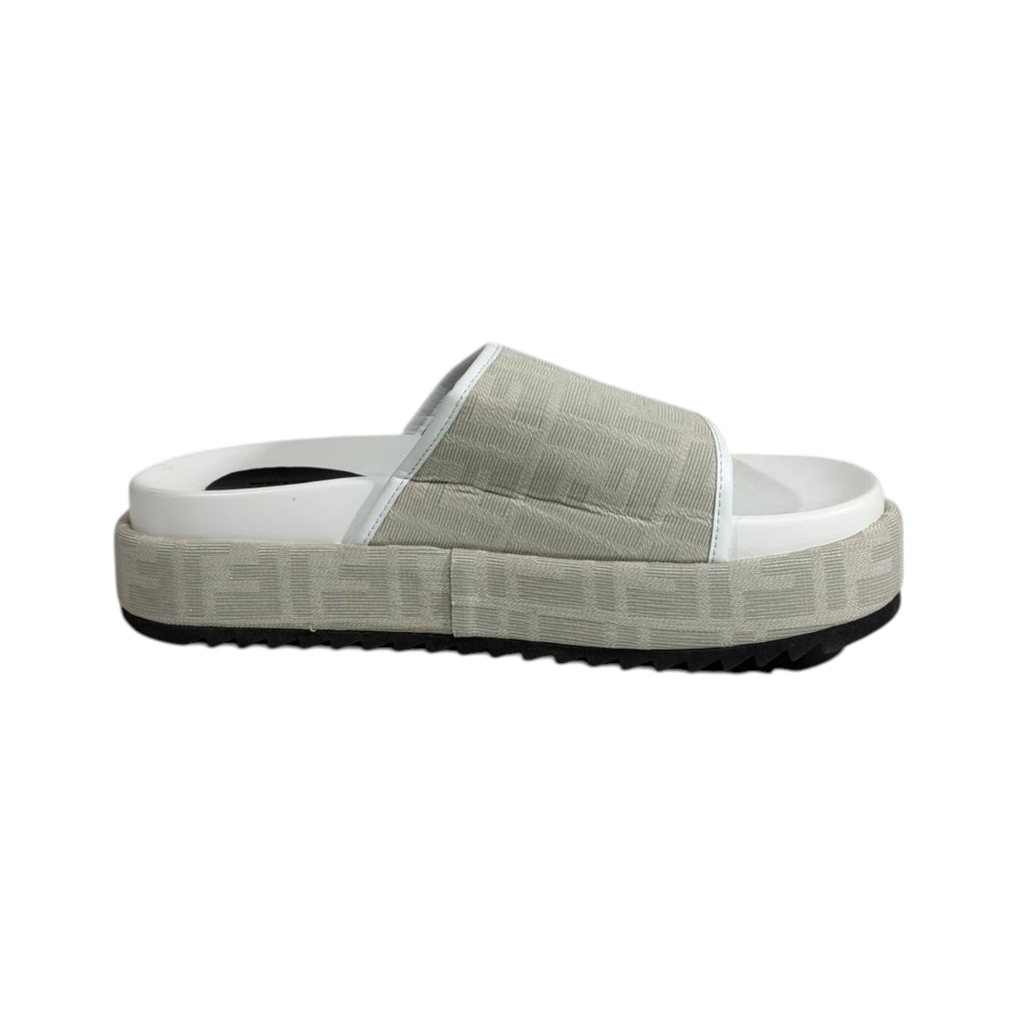 Fendi Ivory Platform Slides – Luxe Monogram Comfort Sandals 🤍✨
