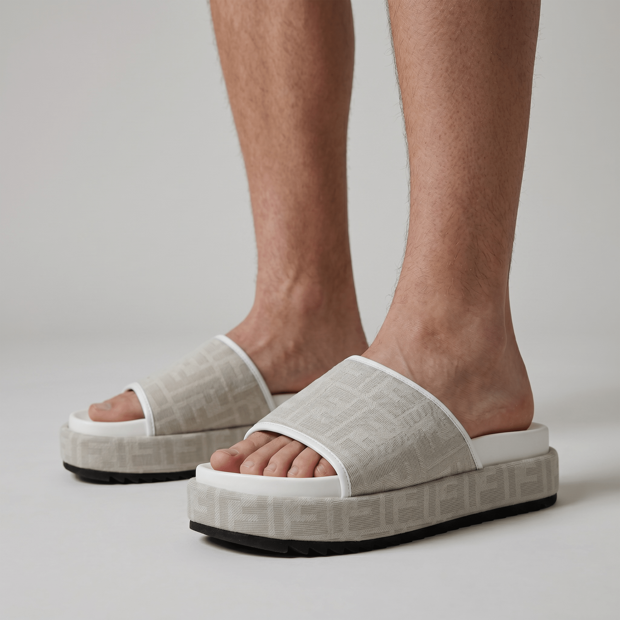 Fendi Ivory Platform Slides – Luxe Monogram Comfort Sandals 🤍✨