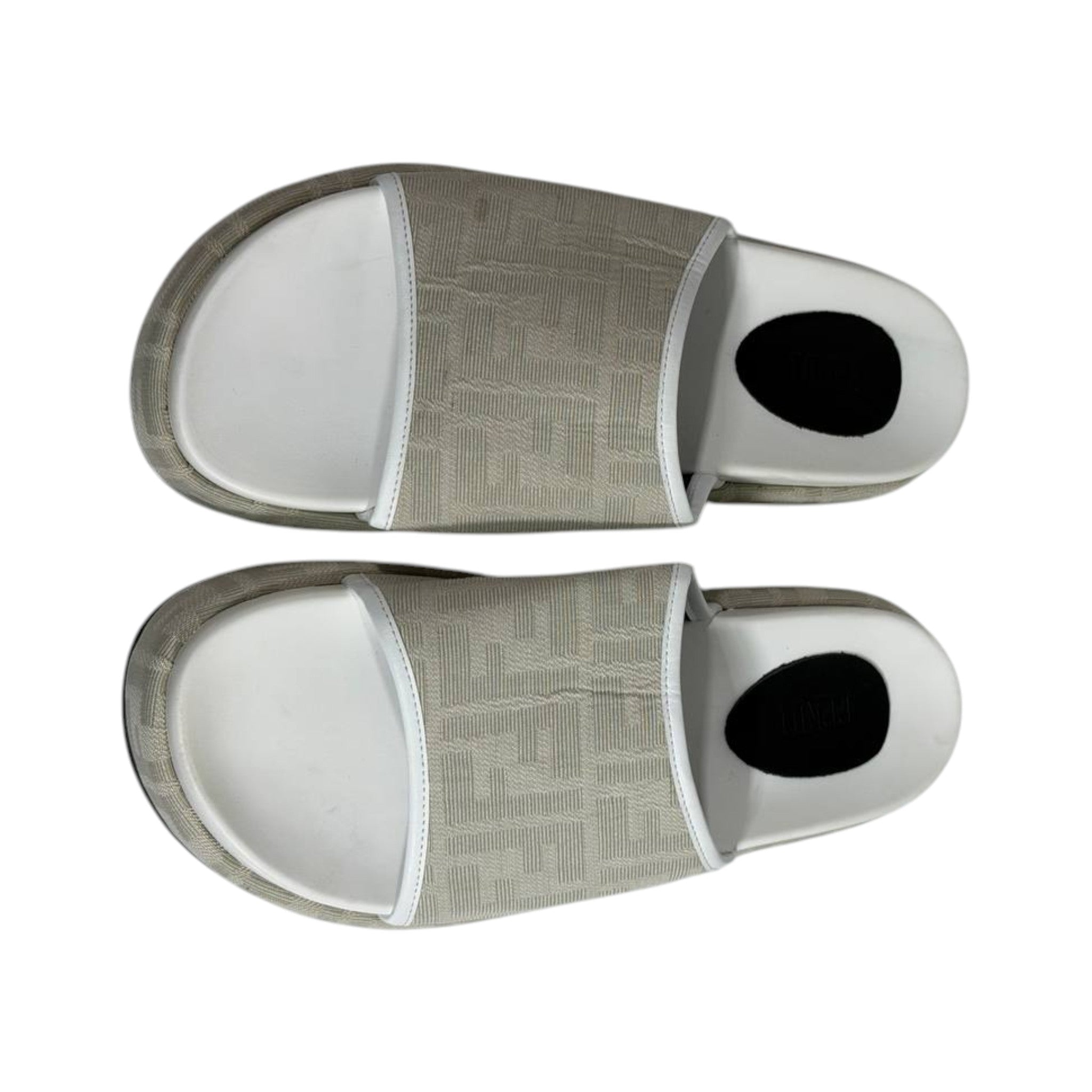 Fendi Ivory Platform Slides – Luxe Monogram Comfort Sandals 🤍✨
