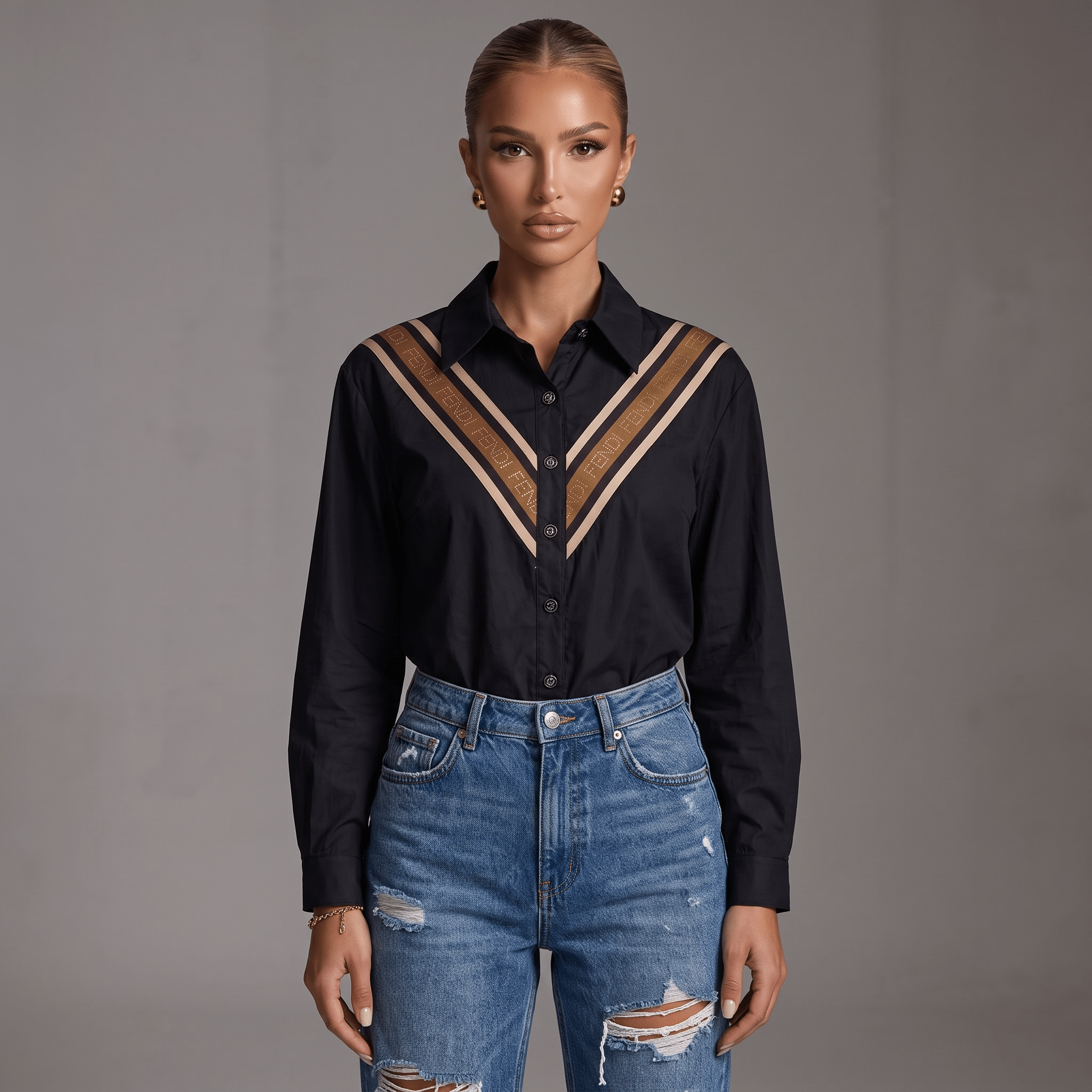 Fendi V-Stripe Oversized Shirt