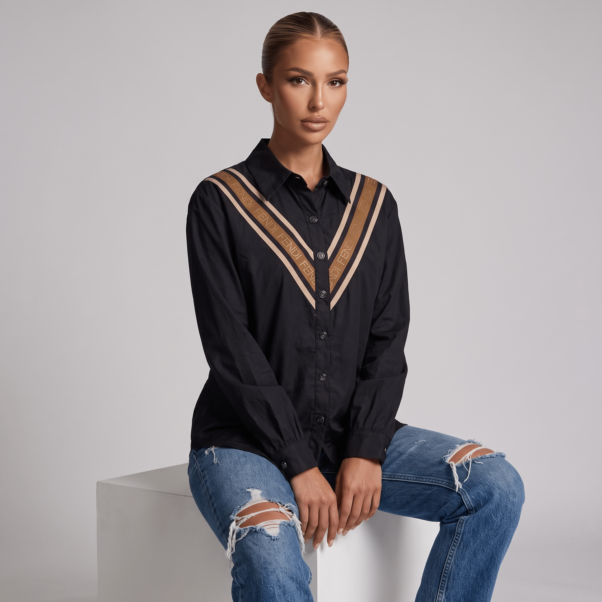 Fendi V-Stripe Oversized Shirt
