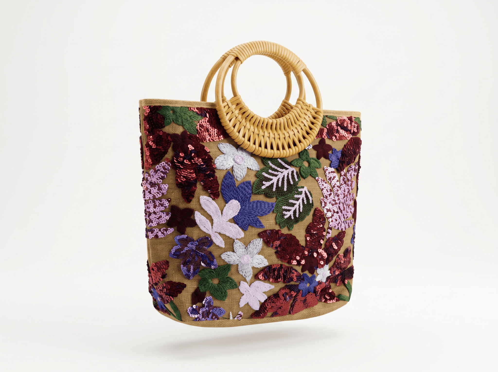 Floral Sequin Beach Tote Bag 🌸👜✨