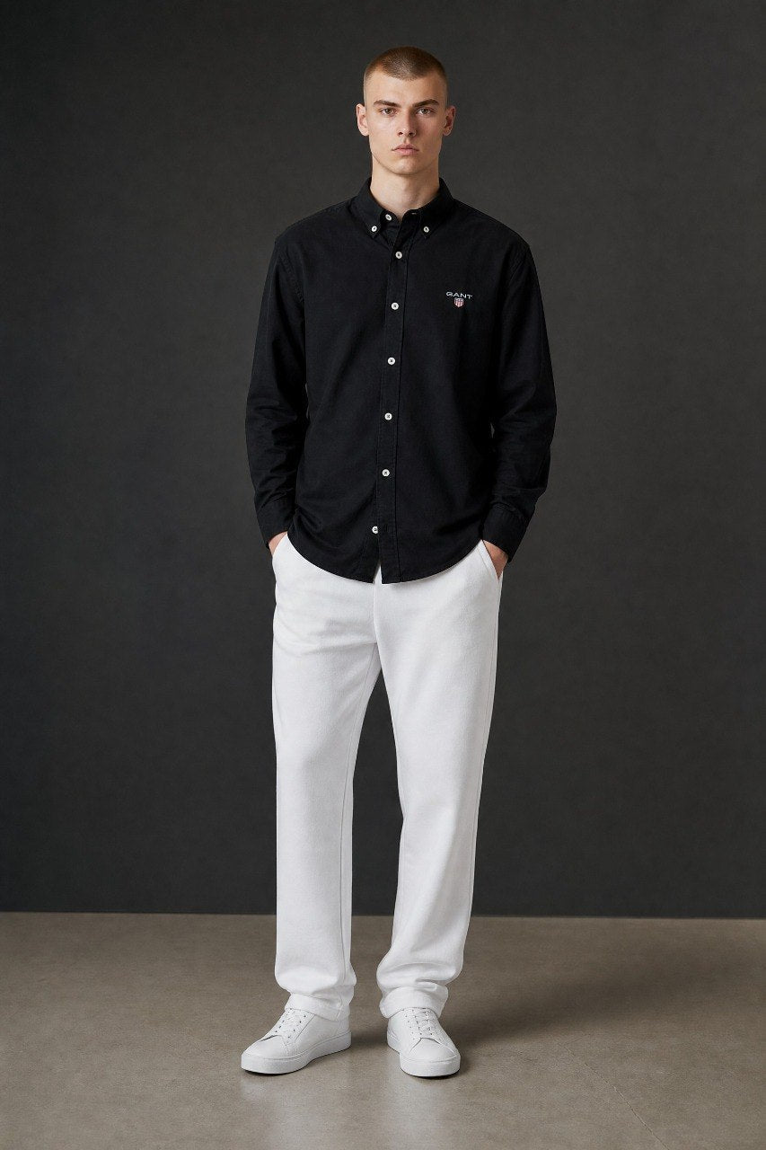 GANT Premium Black Button Down Long Sleeve Oxford Shirt for Men – Luxury Smart Casual Classic Fit Essential 🖤✨