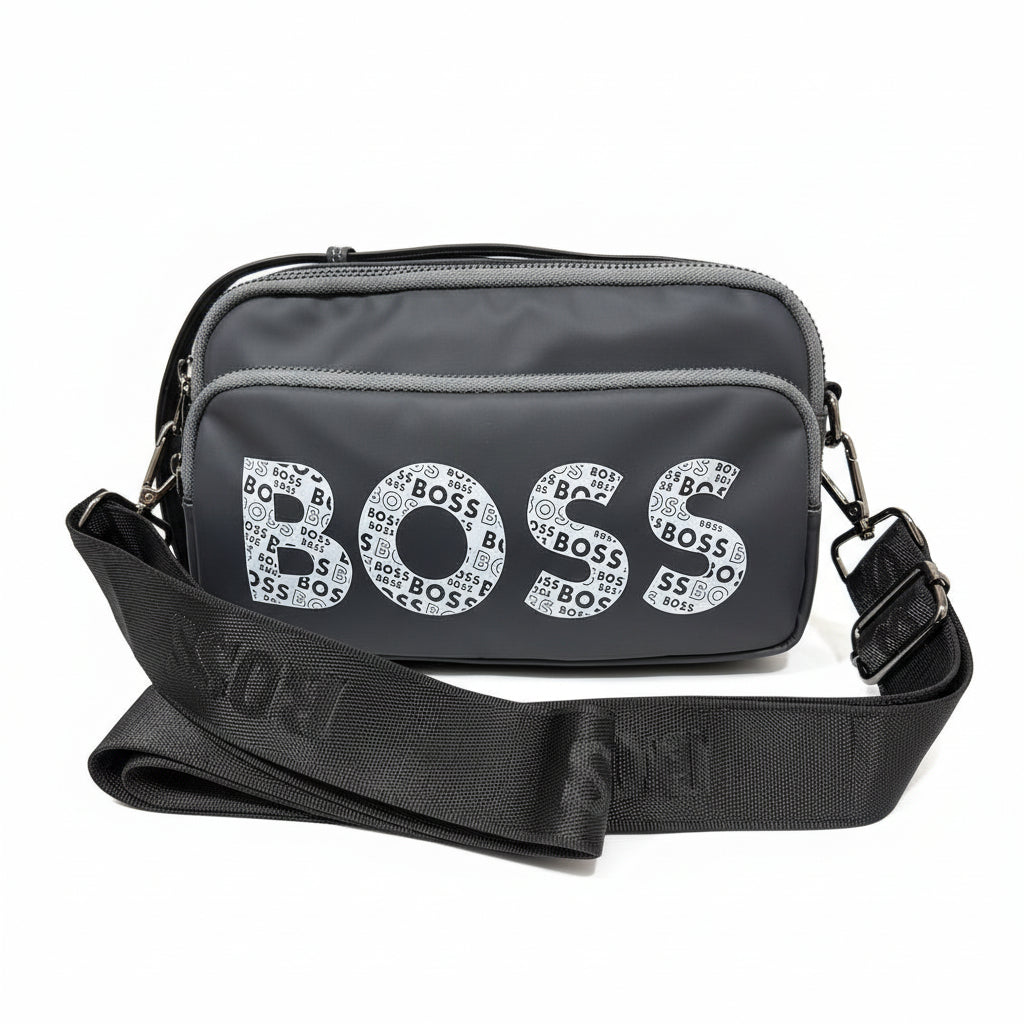 BOSS Signature Crossbody Bag β Sleek Grey Statement Shoulder Bag π€π