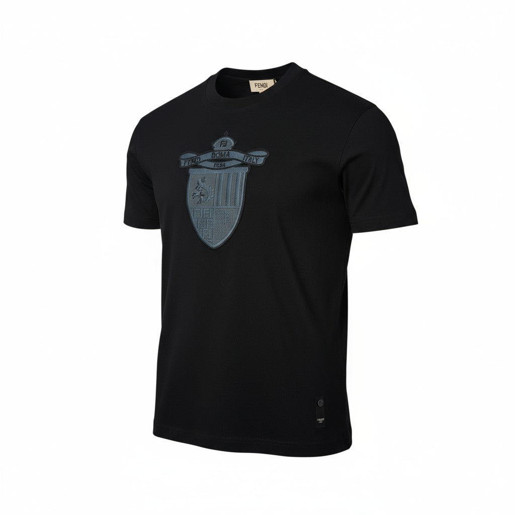 ๐ค Fendi Roma Italy Crest Tee โ Black on Black Heritage Shield ๐๐ฎ๐น