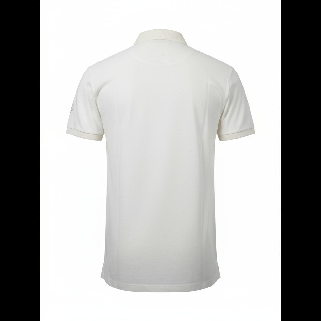 ๐ค Moncler Classic Logo Polo โ White with Navy Emblem & Sleeve Patch ๐ฎ๐นโจ