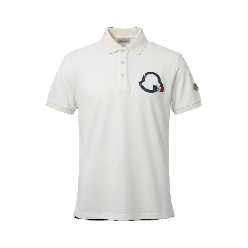 ๐ค Moncler Classic Logo Polo โ White with Navy Emblem & Sleeve Patch ๐ฎ๐นโจ