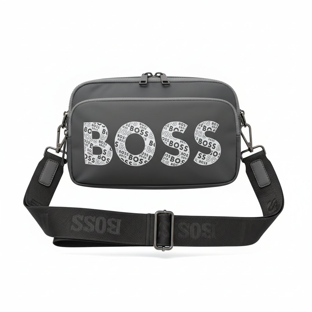 BOSS Signature Crossbody Bag β Sleek Grey Statement Shoulder Bag π€π
