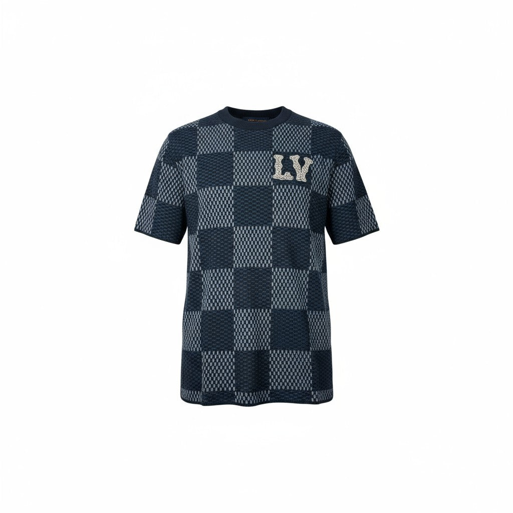 Louis Vuitton LV Knit Checkerboard Tee – Navy Monogram Style