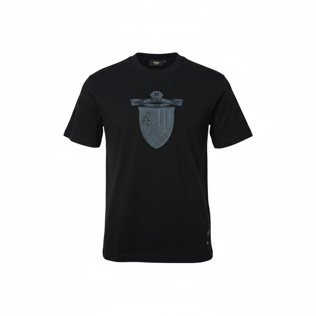 ๐ค Fendi Roma Italy Crest Tee โ Black on Black Heritage Shield ๐๐ฎ๐น