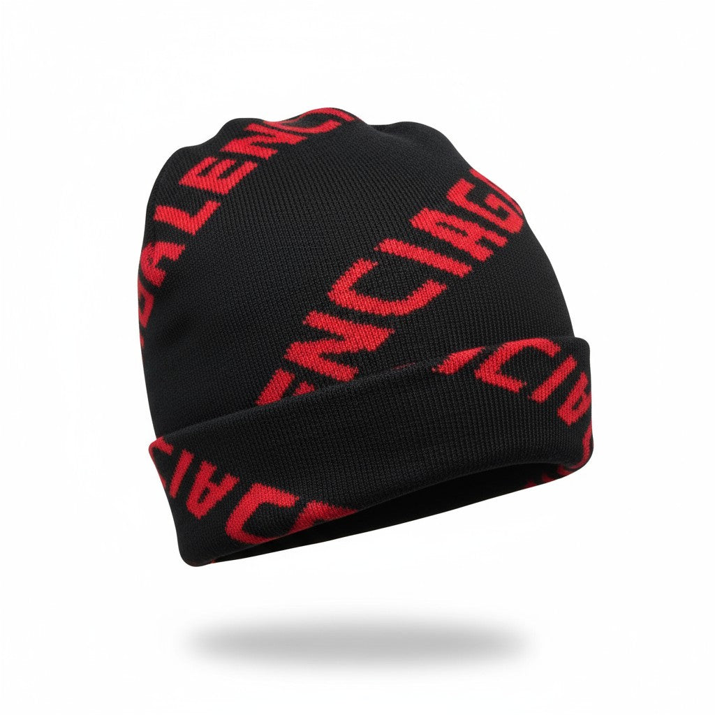 đź”´ Balenciaga Black & Red Logo Beanie | Luxury Streetwear Knit Hat
