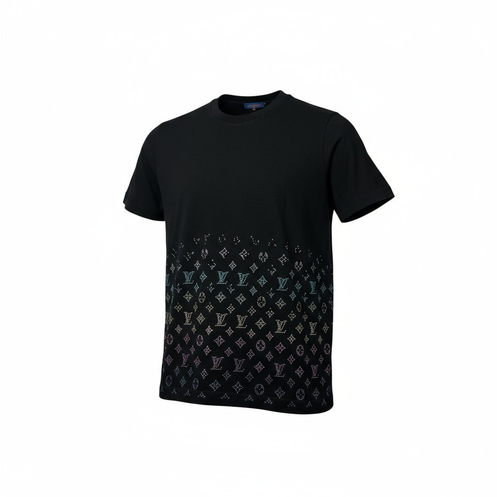 Louis Vuitton Monogram Crystal Gradient Tee – Black Rainbow Sparkle