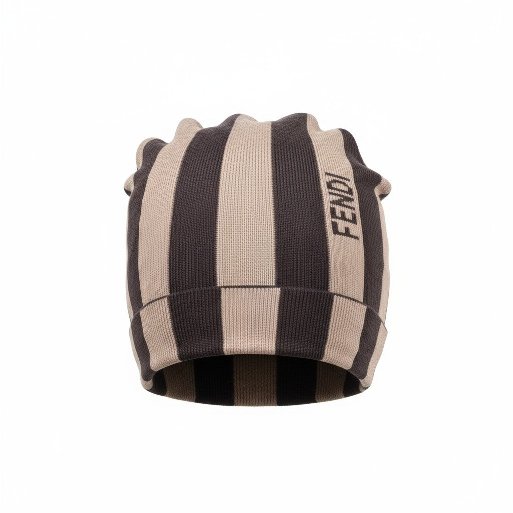 π€ Fendi Striped Beanie | Beige & Brown Luxury Knit Hat