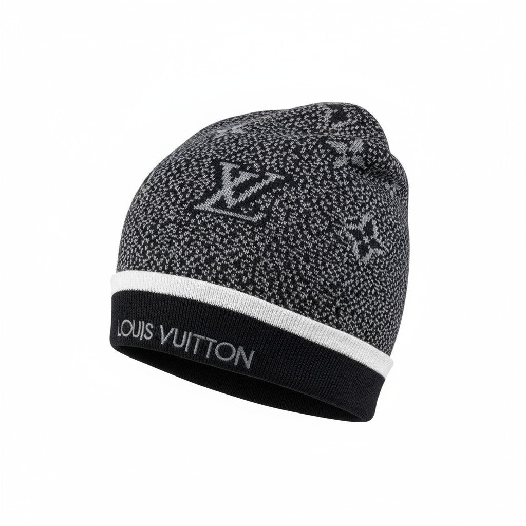 š¤ Louis Vuitton Monogram Black & White Beanie | Luxury Knit Winter Hat