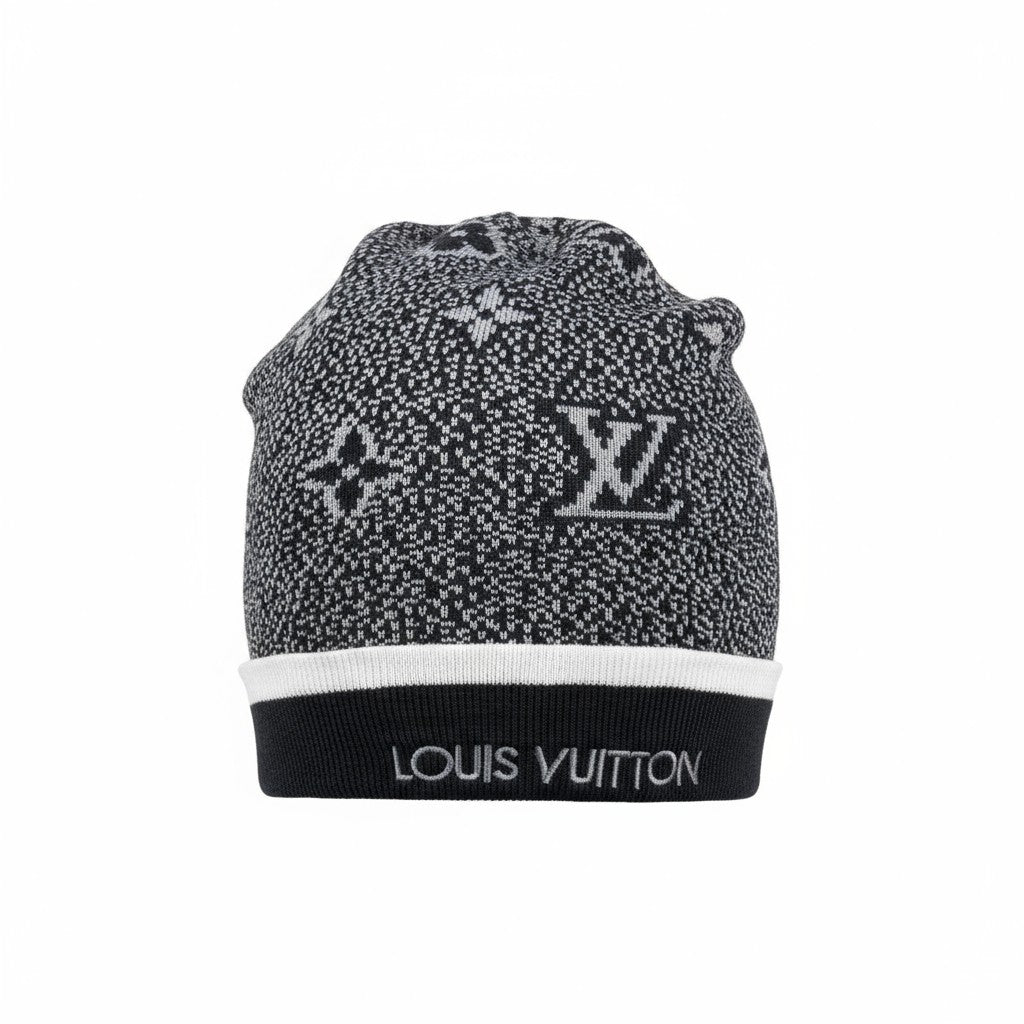 š¤ Louis Vuitton Monogram Black & White Beanie | Luxury Knit Winter Hat