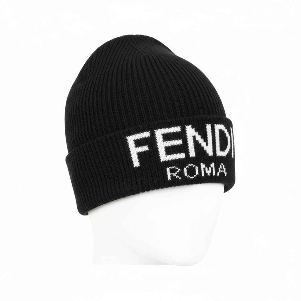 π€ Fendi Roma Black Beanie | Luxury Knit Designer Winter Hat
