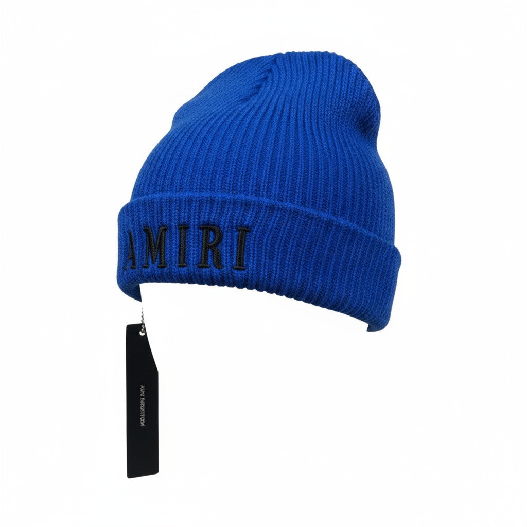 đź’™ Amiri Royal Blue Beanie | Black Logo Luxury Knit Hat