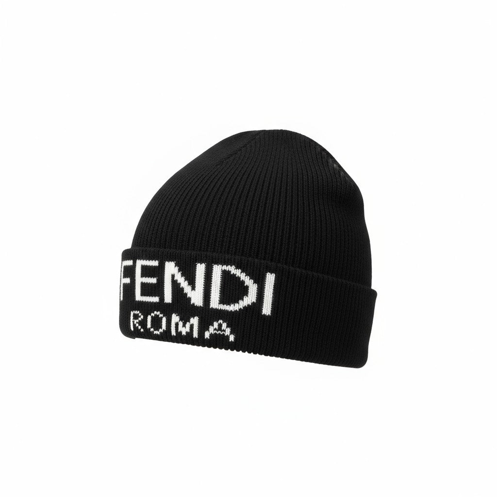 π€ Fendi Roma Black Beanie | Luxury Knit Designer Winter Hat