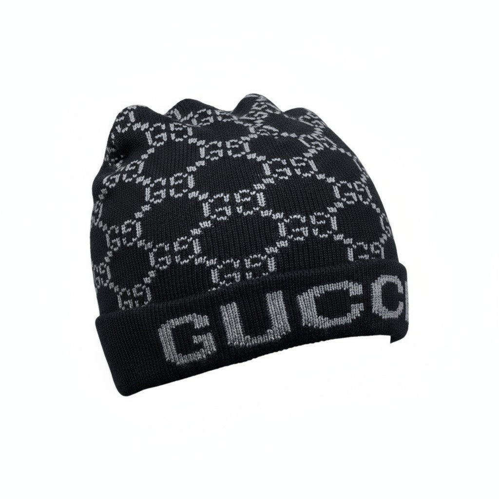 đź–¤ Gucci Monogram GG Knit Beanie | Black Luxury Winter Hat