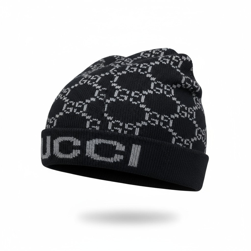 đź–¤ Gucci Monogram GG Knit Beanie | Black Luxury Winter Hat