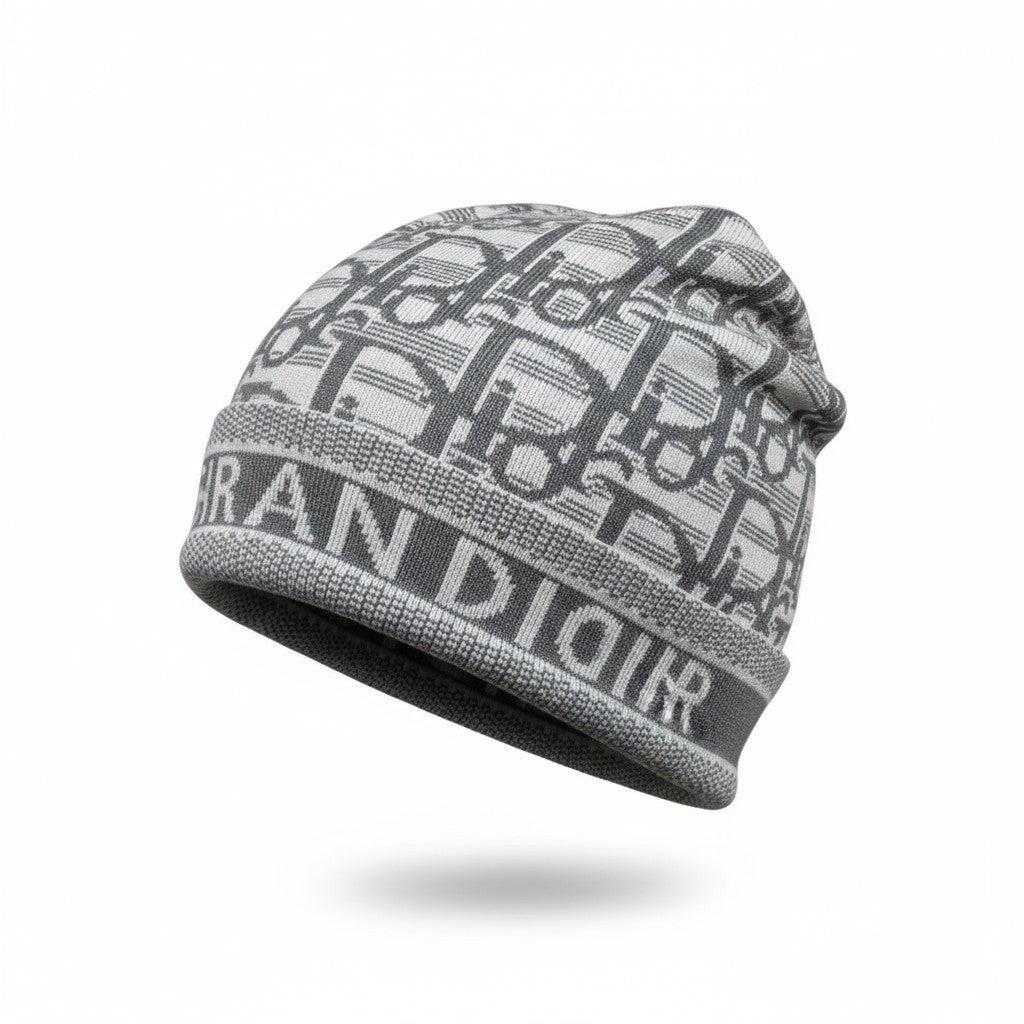 π©Ά Dior Monogram Grey Beanie | Christian Dior Paris Knit Hat