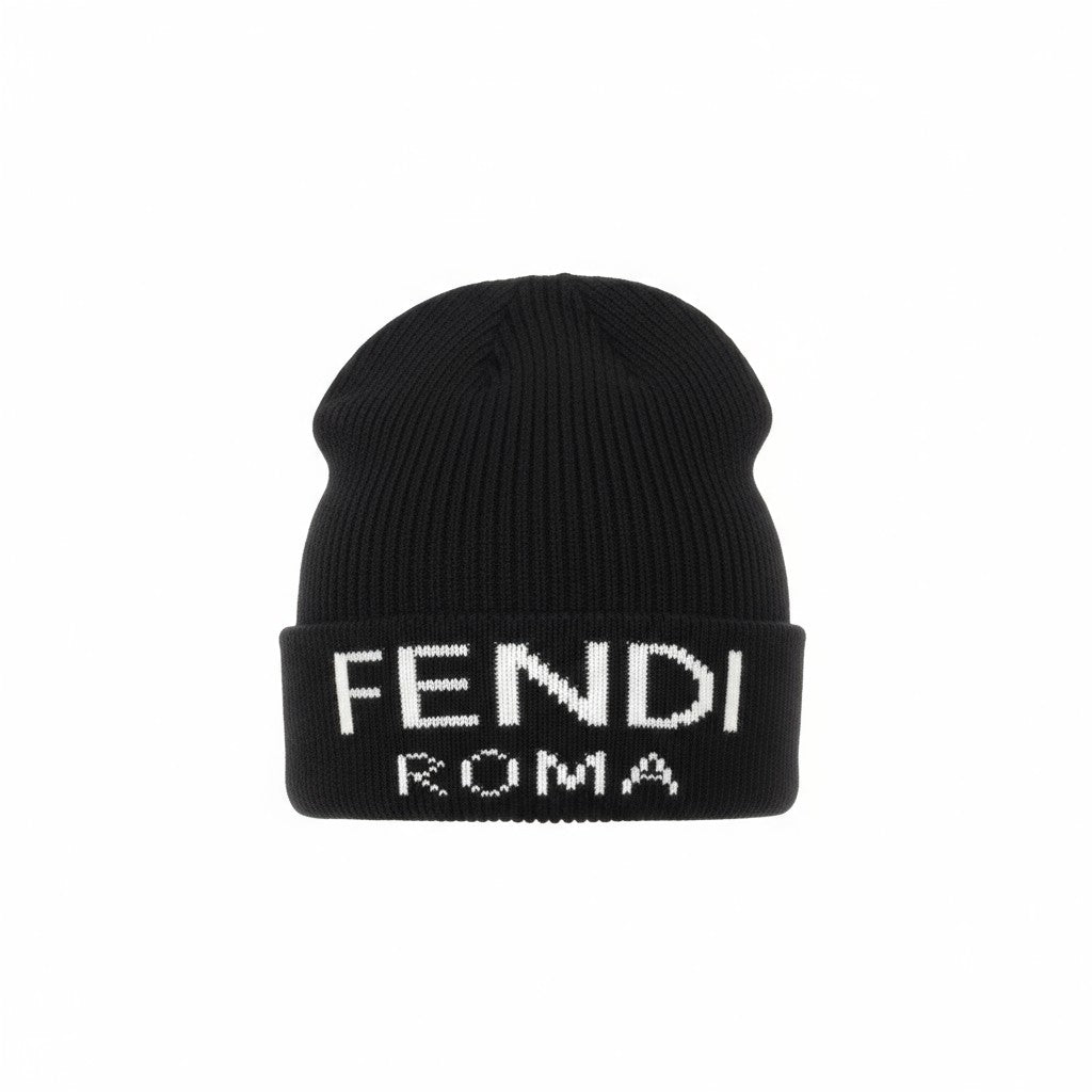 π€ Fendi Roma Black Beanie | Luxury Knit Designer Winter Hat