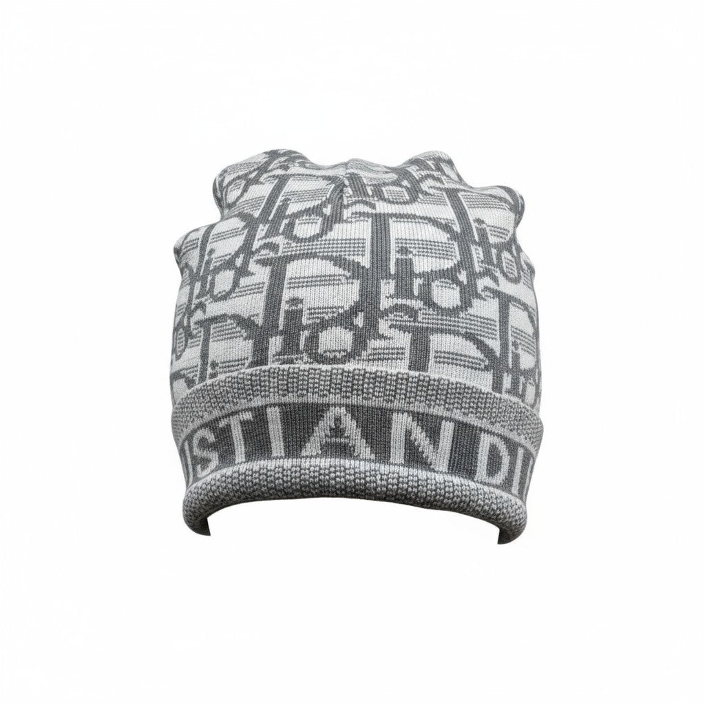 π©Ά Dior Monogram Grey Beanie | Christian Dior Paris Knit Hat