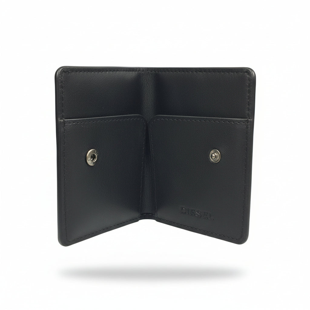 Diesel Oval-D Slim Card Holder – Black Leather Minimal Wallet 🖤🔥