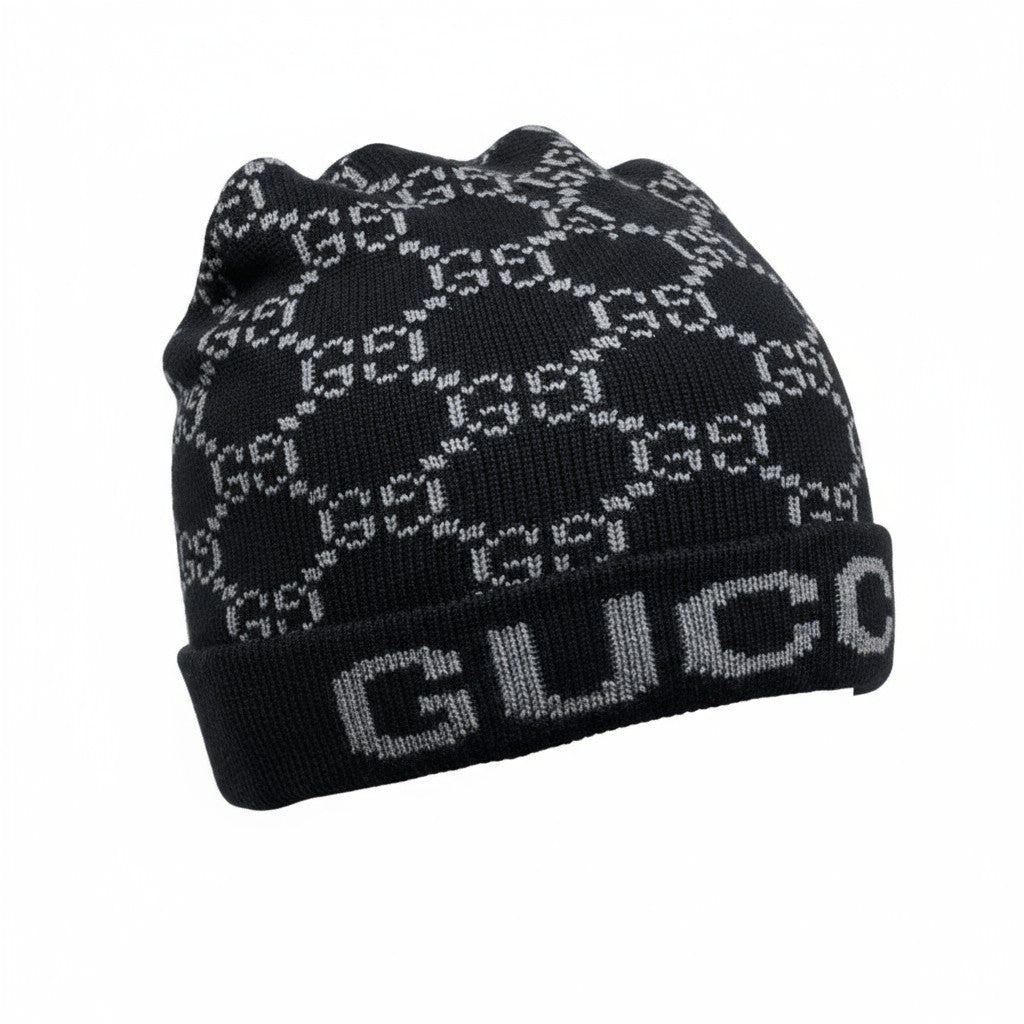 đź–¤ Gucci Monogram GG Knit Beanie | Black Luxury Winter Hat