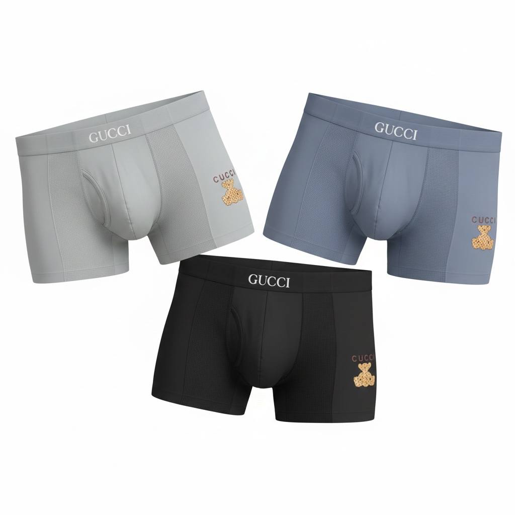 Gucci Bear Edition 3-Pack Boxer Briefs 🐻 Luxury Breathable Men’s Underwear Set