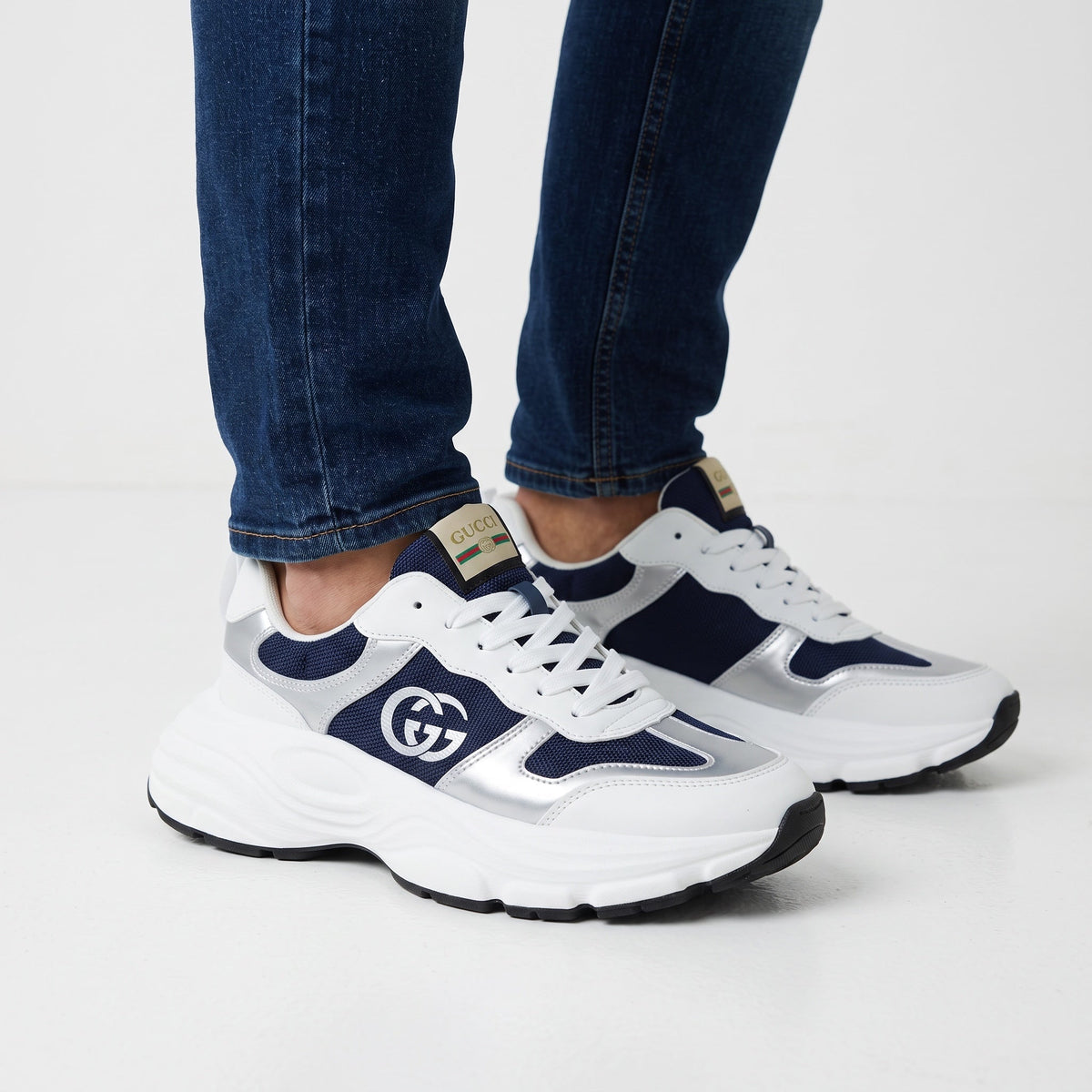 Gucci Chunky Trainer β Navy, White & Silver