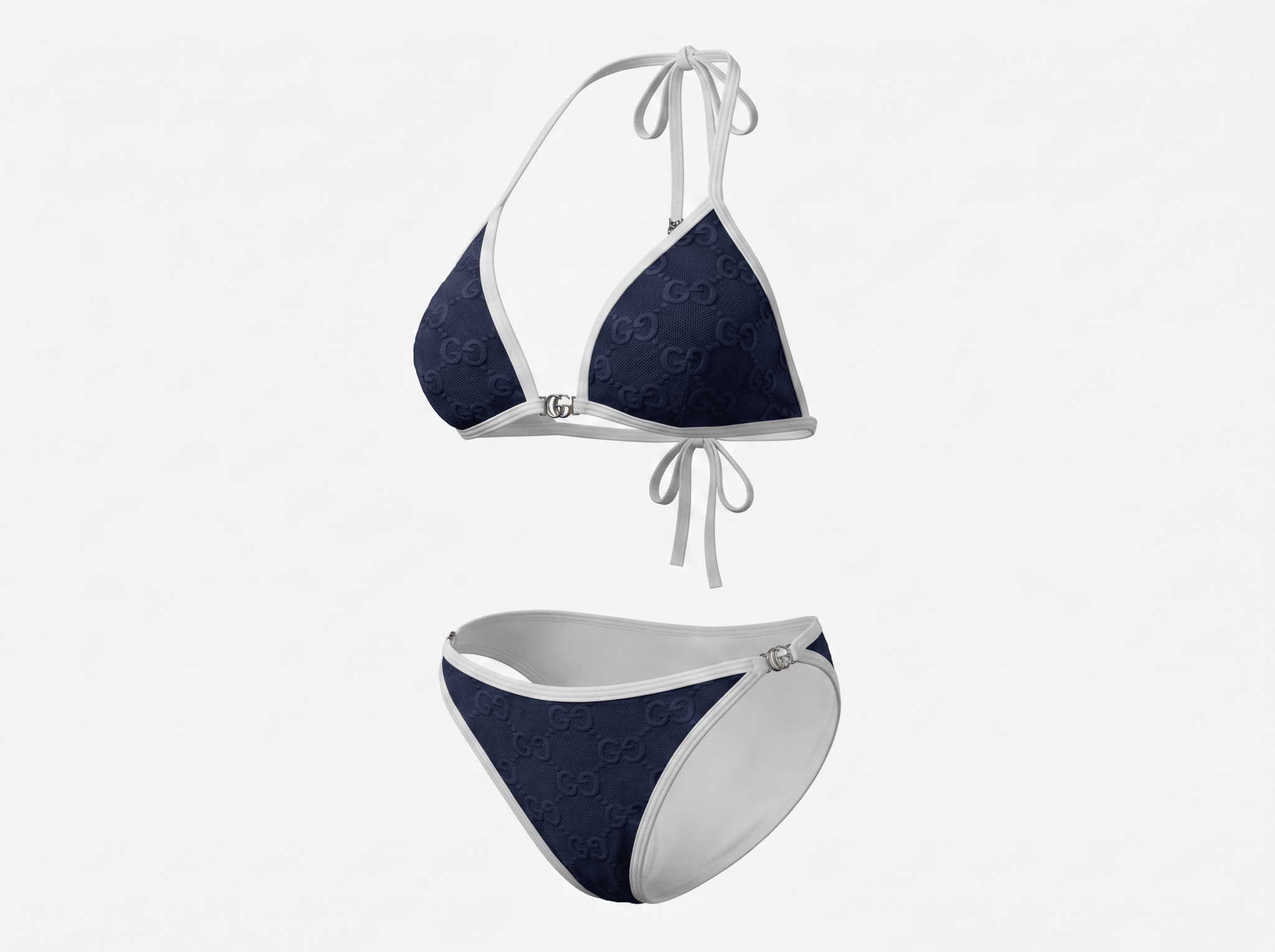 Gucci GG Embossed Triangle Bikini Set β Navy & White ππ€π