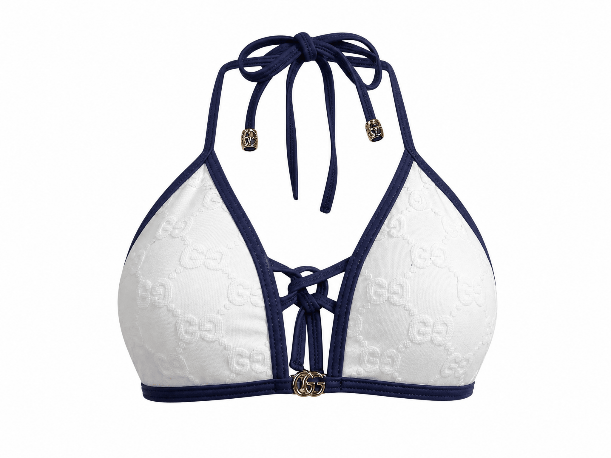 Gucci GG Embossed Triangle Bikini Set β White & Navy π€ππ