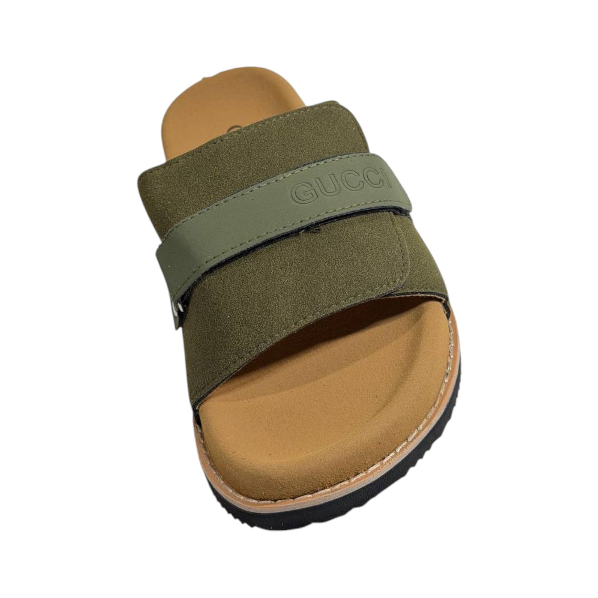 Gucci Olive Green Comfort Slides – Premium Adjustable Luxury Sandals 💚👡