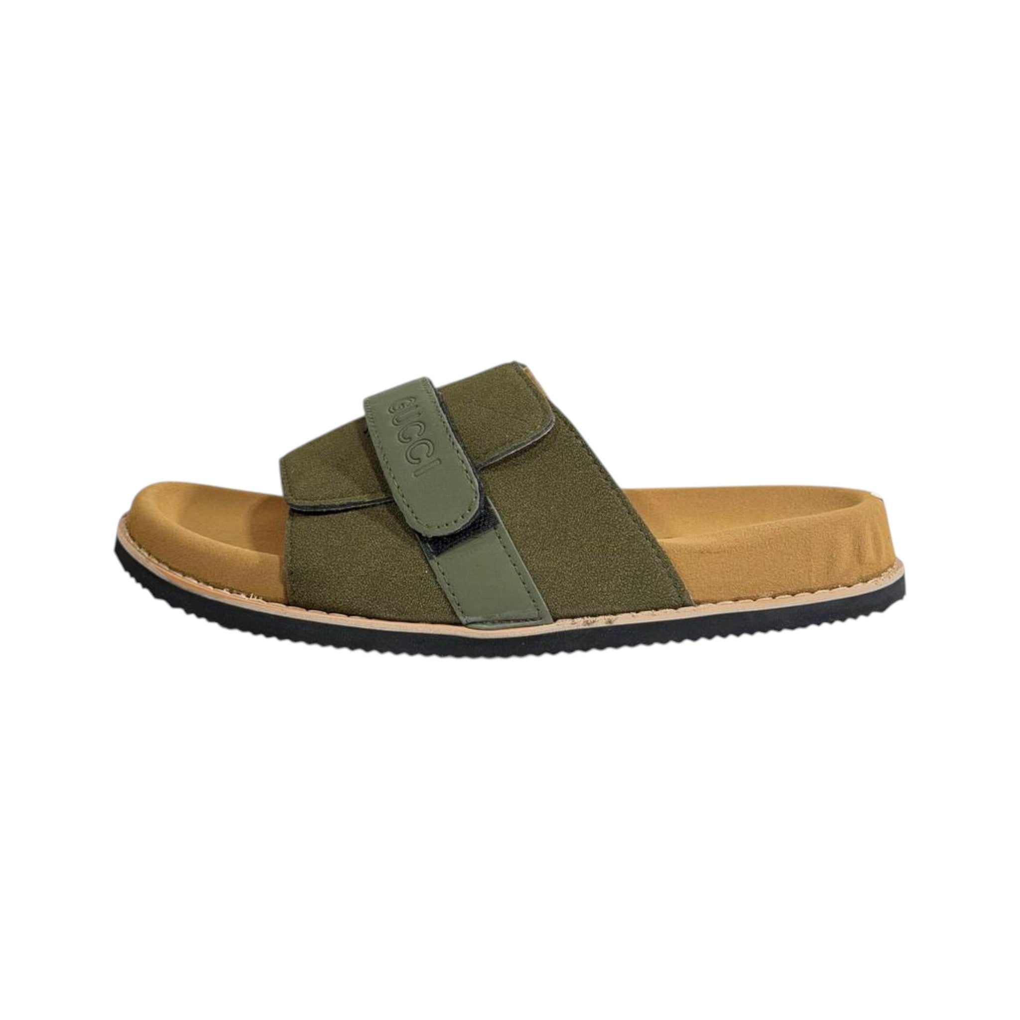 Gucci Olive Green Comfort Slides – Premium Adjustable Luxury Sandals 💚👡